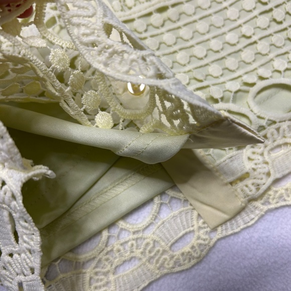 By Design Yellow Brianna Lace Puff Sleeve Button-Up Top, Size M - Picture 11 of 13